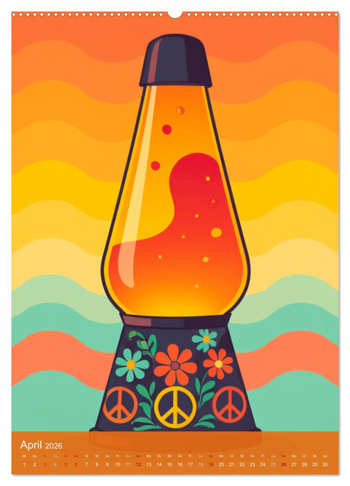 Flower Power Dreams – Retro 70s Art (CALVENDO Premium Wandkalender 2026)
