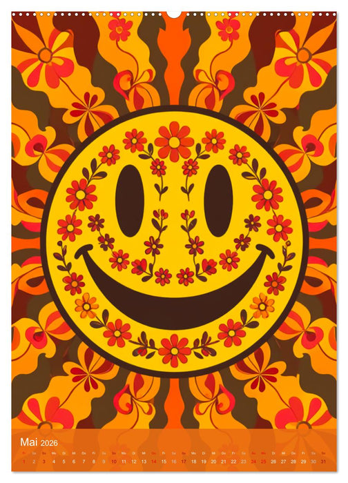 Flower Power Dreams – Retro 70s Art (CALVENDO Premium Wandkalender 2026)