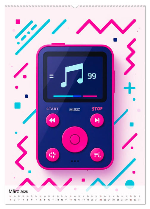 Pop Neon Patterns – The Memphis 90s Collection (CALVENDO Wandkalender 2026)