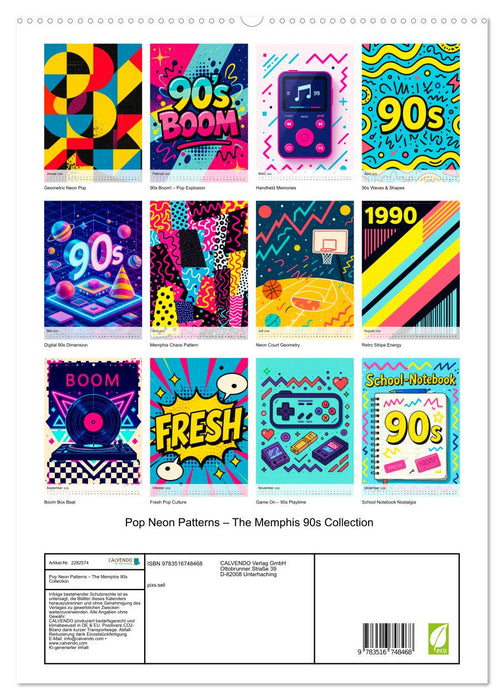 Pop Neon Patterns – The Memphis 90s Collection (CALVENDO Premium Wandkalender 2026)
