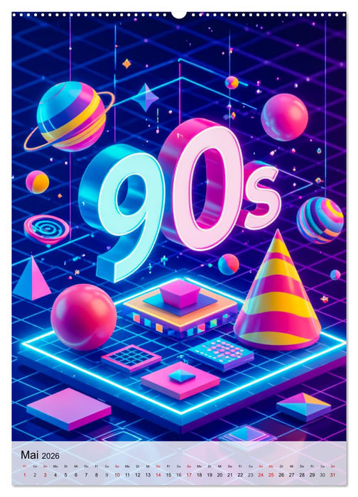 Pop Neon Patterns – The Memphis 90s Collection (CALVENDO Premium Wandkalender 2026)