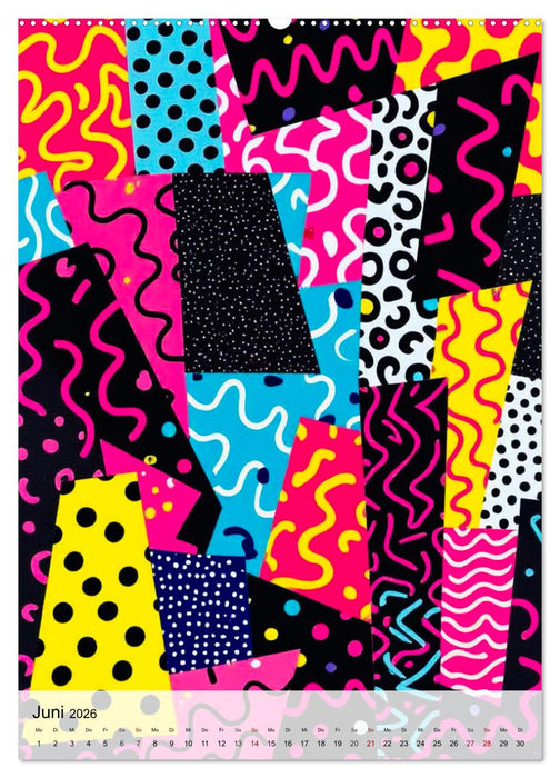 Pop Neon Patterns – The Memphis 90s Collection (CALVENDO Premium Wandkalender 2026)