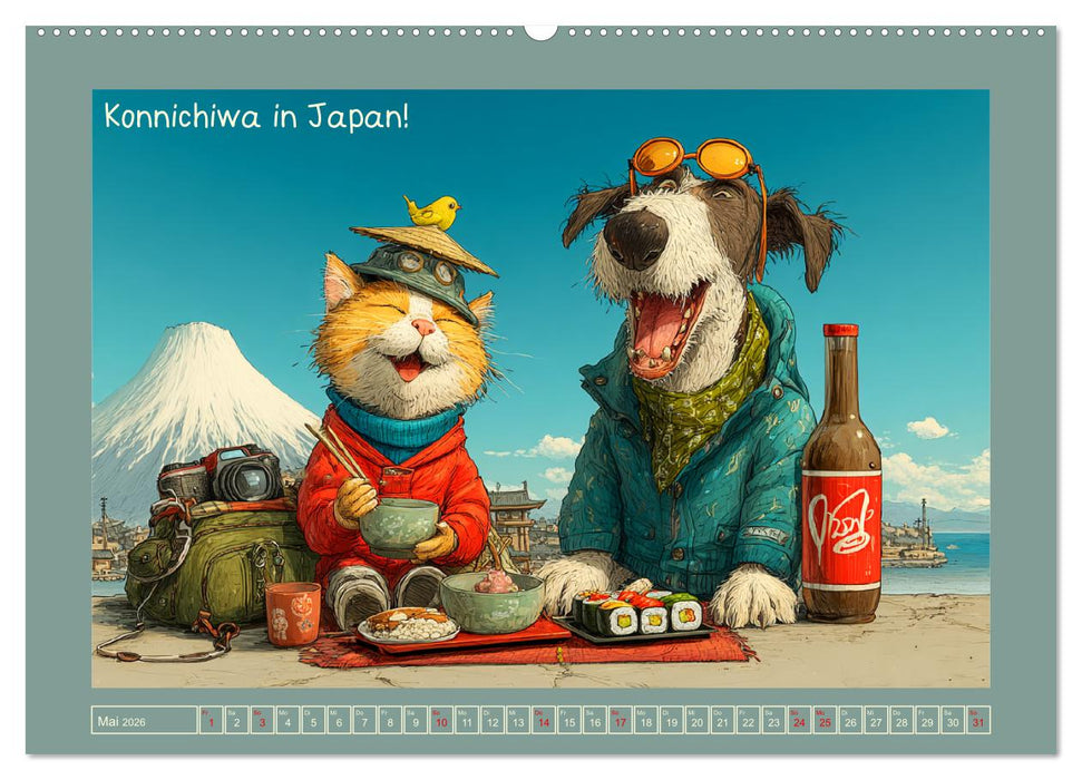 Weltenbummler. Hund und Katz auf Reisen (CALVENDO Wandkalender 2026)