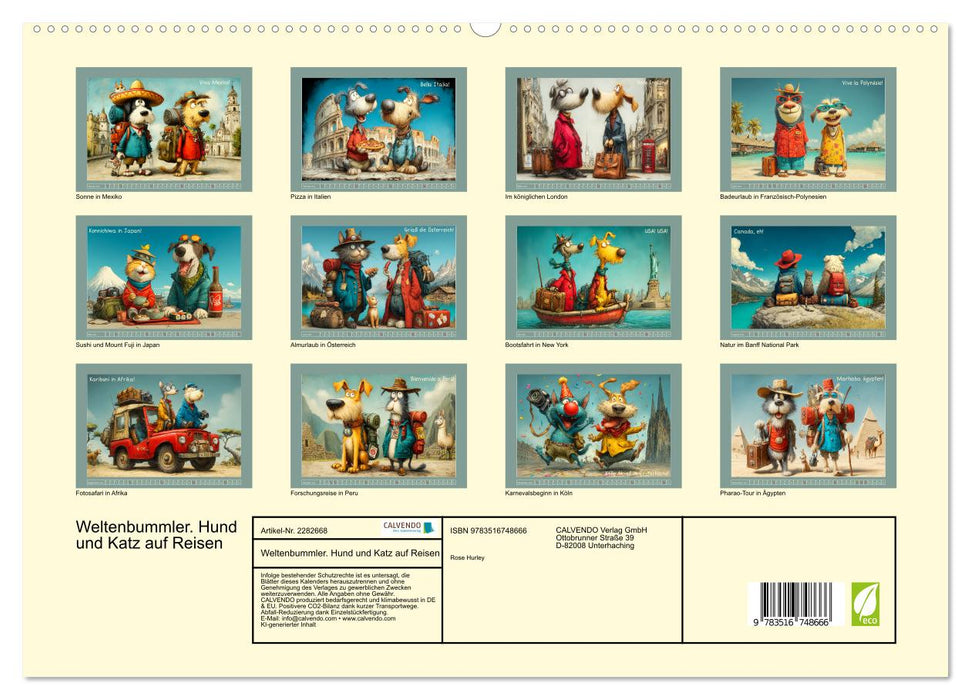 Weltenbummler. Hund und Katz auf Reisen (CALVENDO Premium Wandkalender 2026)