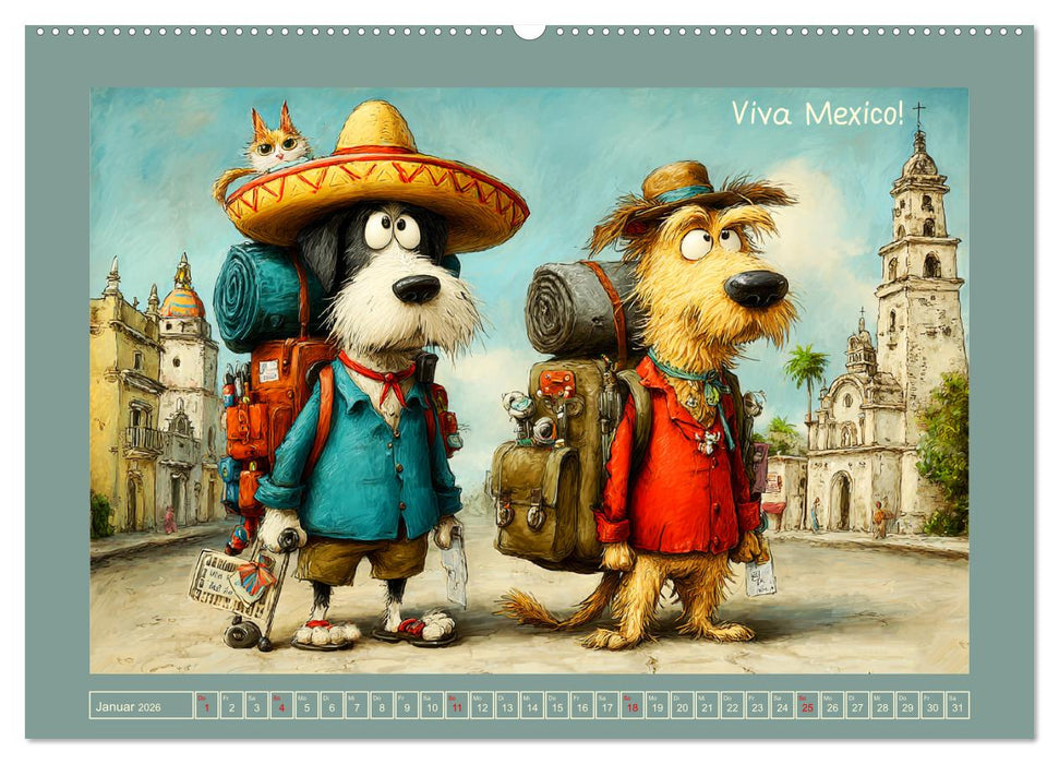 Weltenbummler. Hund und Katz auf Reisen (CALVENDO Premium Wandkalender 2026)