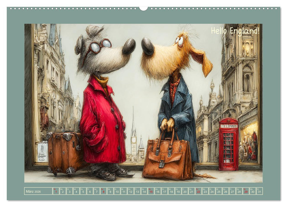 Weltenbummler. Hund und Katz auf Reisen (CALVENDO Premium Wandkalender 2026)