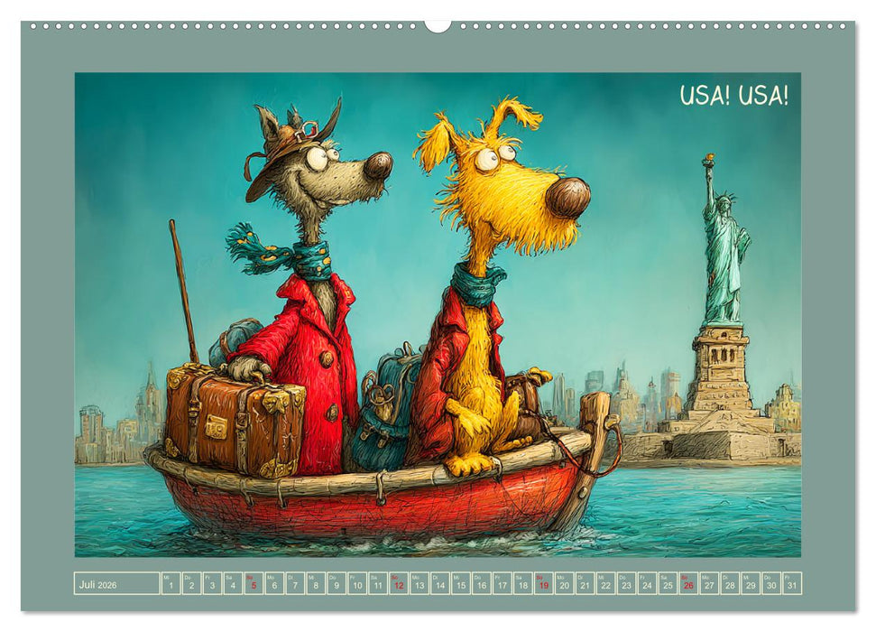 Weltenbummler. Hund und Katz auf Reisen (CALVENDO Premium Wandkalender 2026)