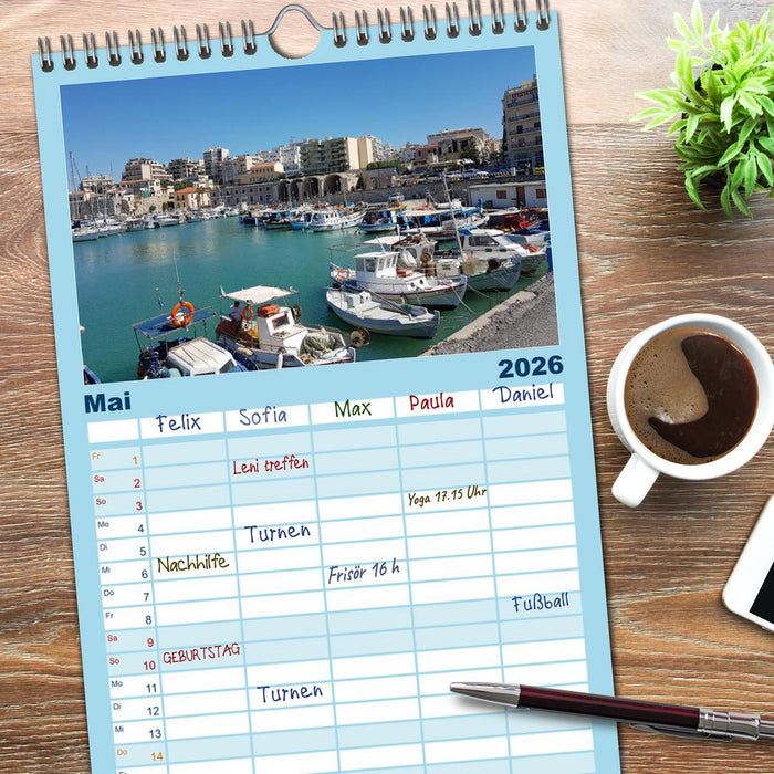 Kretas bezaubernder Norden (CALVENDO Familienplaner 2026)