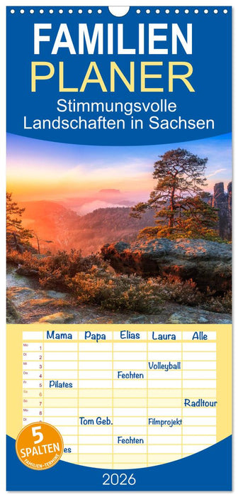 Stimmungsvolle Landschaften in Sachsen (CALVENDO Familienplaner 2026)