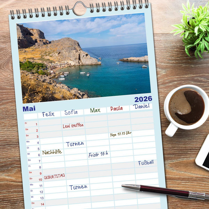 Strände der Insel Rhodos (CALVENDO Familienplaner 2026)