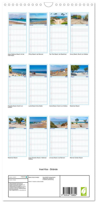 Insel Kos - Strände (CALVENDO Familienplaner 2026)
