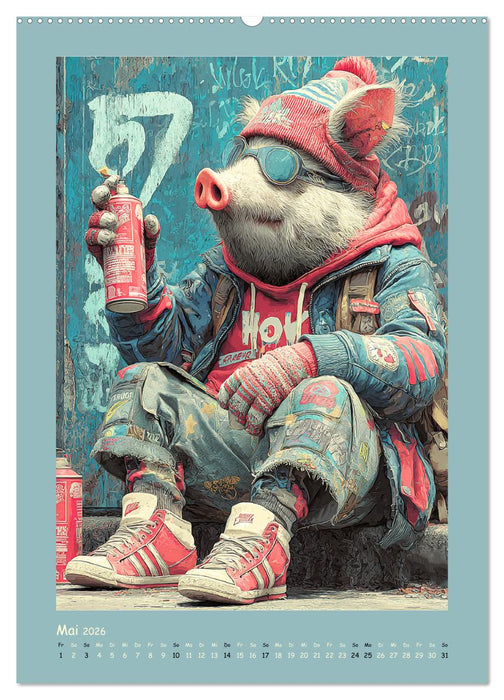 Street Hogz. Charakterschweine mit Haltung (CALVENDO Wandkalender 2026)