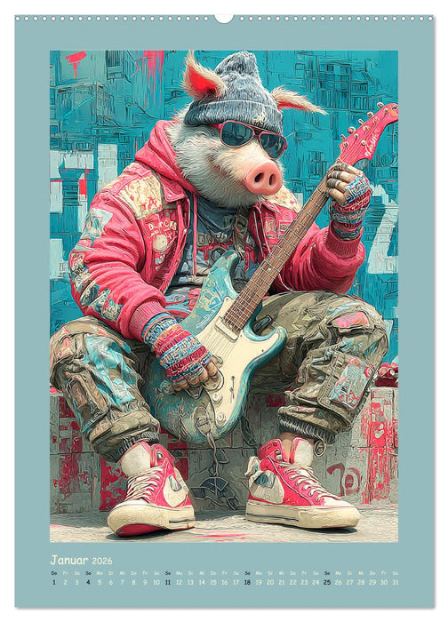 Street Hogz. Charakterschweine mit Haltung (CALVENDO Premium Wandkalender 2026)
