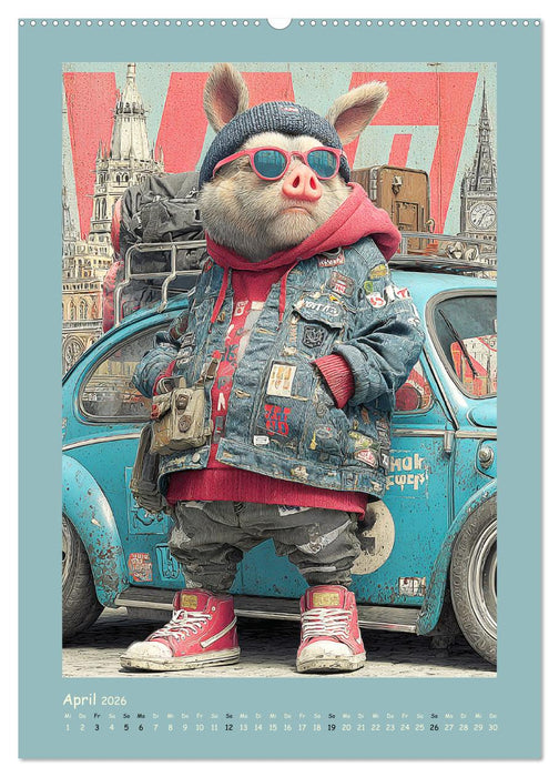 Street Hogz. Charakterschweine mit Haltung (CALVENDO Premium Wandkalender 2026)
