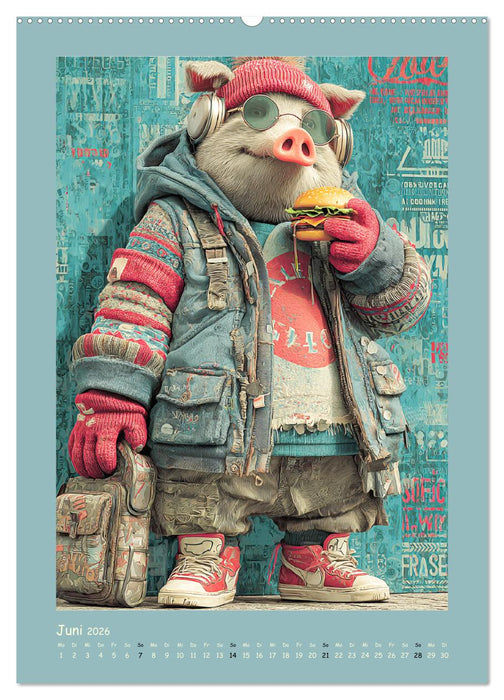 Street Hogz. Charakterschweine mit Haltung (CALVENDO Premium Wandkalender 2026)