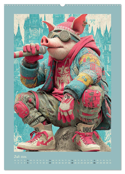 Street Hogz. Charakterschweine mit Haltung (CALVENDO Premium Wandkalender 2026)