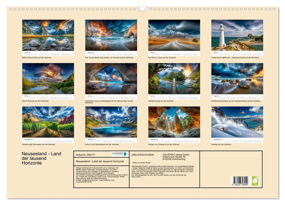 Neuseeland - Land der tausend Horizonte (CALVENDO Wandkalender 2026)