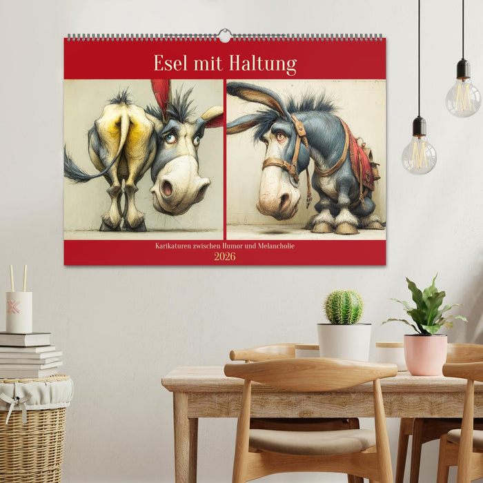 Esel mit Haltung. Karikaturen zwischen Humor und Melancholie (CALVENDO Wandkalender 2026)