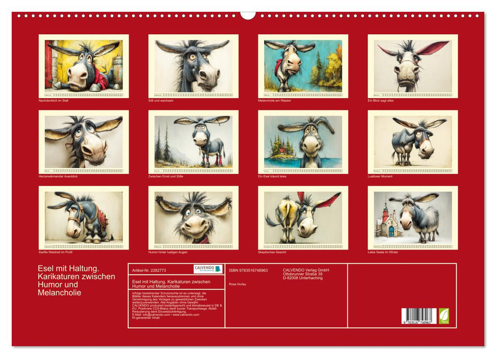 Esel mit Haltung. Karikaturen zwischen Humor und Melancholie (CALVENDO Wandkalender 2026)