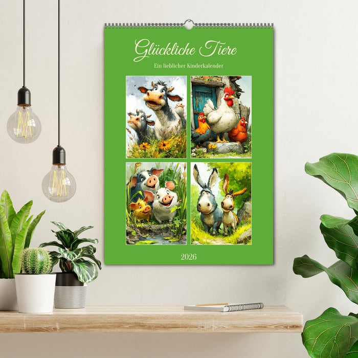 Glückliche Tiere. Ein lieblicher Kinderkalender (CALVENDO Wandkalender 2026)