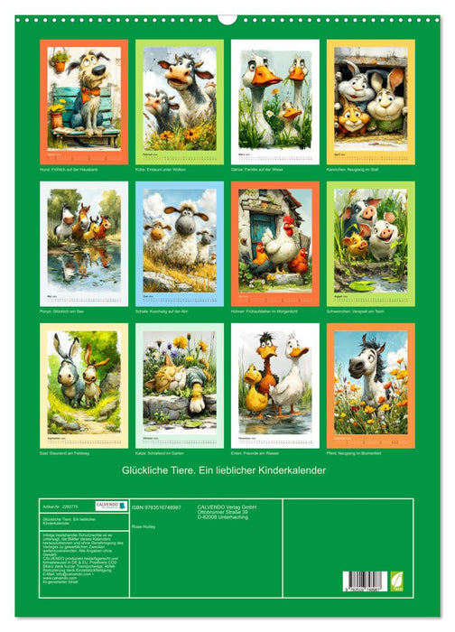 Glückliche Tiere. Ein lieblicher Kinderkalender (CALVENDO Wandkalender 2026)