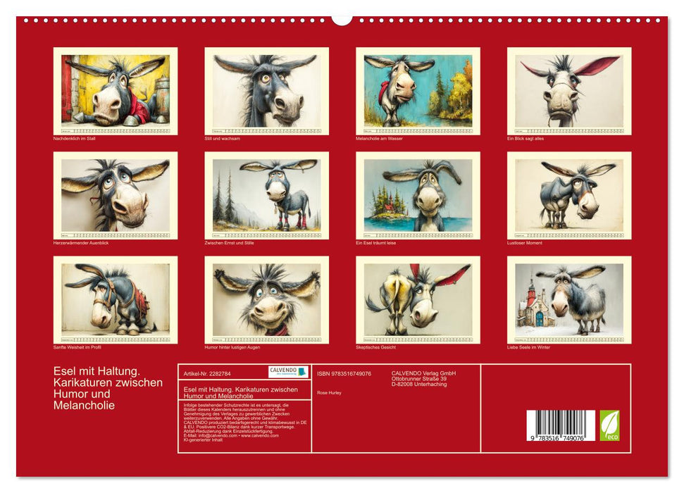 Esel mit Haltung. Karikaturen zwischen Humor und Melancholie (CALVENDO Premium Wandkalender 2026)