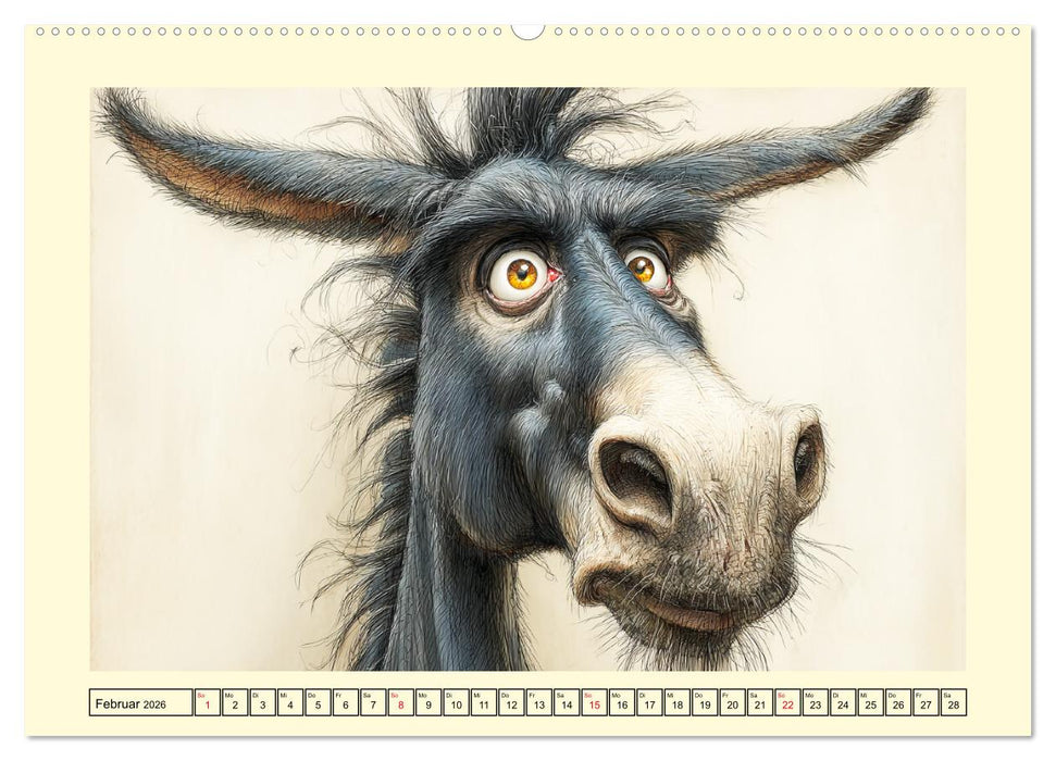 Esel mit Haltung. Karikaturen zwischen Humor und Melancholie (CALVENDO Premium Wandkalender 2026)