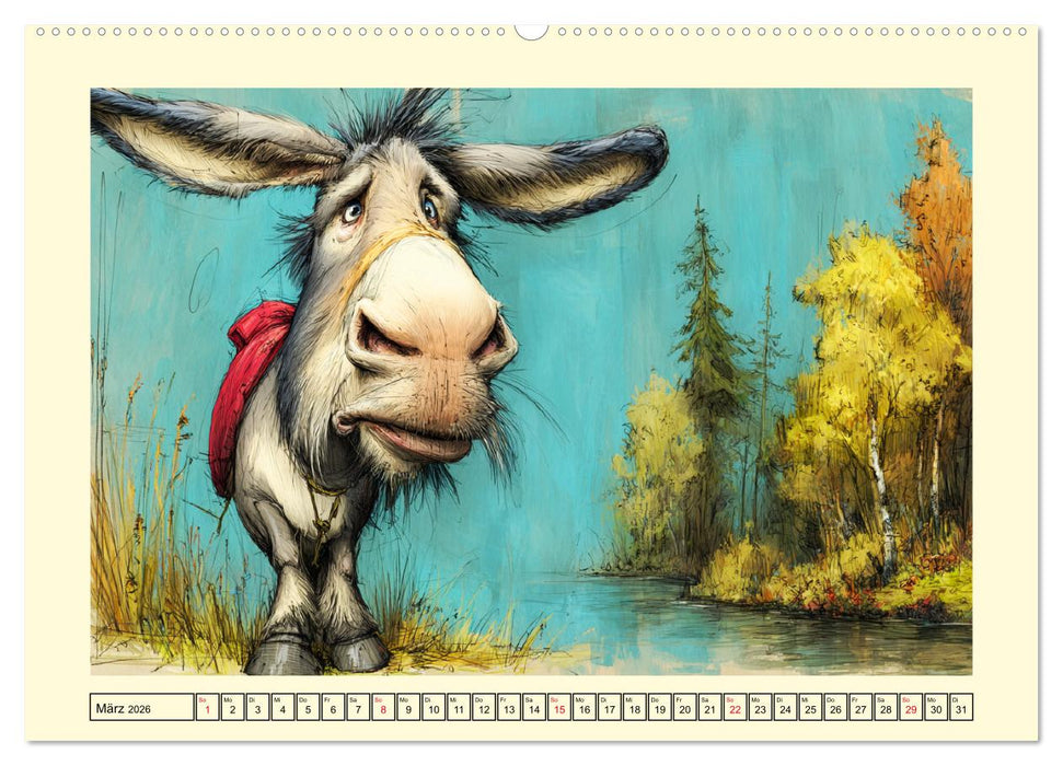 Esel mit Haltung. Karikaturen zwischen Humor und Melancholie (CALVENDO Premium Wandkalender 2026)