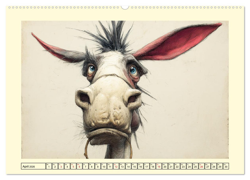 Esel mit Haltung. Karikaturen zwischen Humor und Melancholie (CALVENDO Premium Wandkalender 2026)