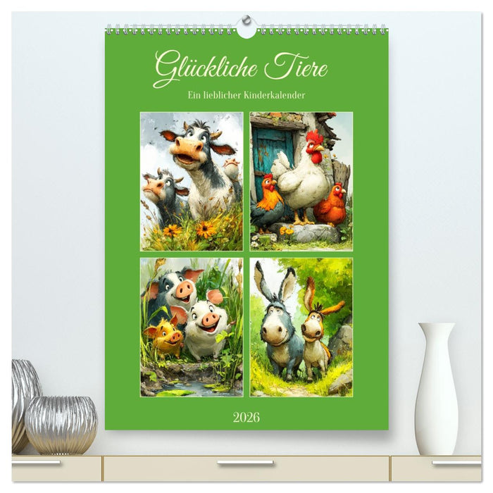 Glückliche Tiere. Ein lieblicher Kinderkalender (CALVENDO Premium Wandkalender 2026)