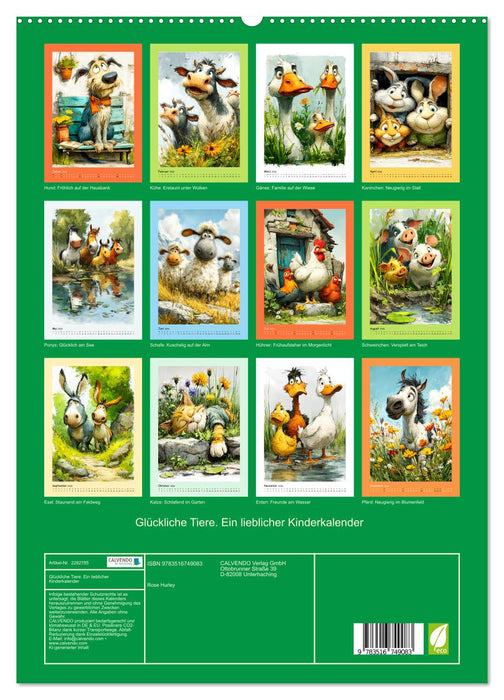 Glückliche Tiere. Ein lieblicher Kinderkalender (CALVENDO Premium Wandkalender 2026)