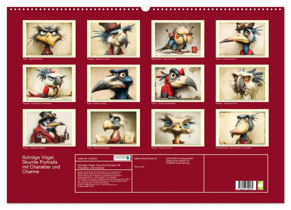 Schräge Vögel. Skurrile Portraits mit Charakter und Charme (CALVENDO Wandkalender 2027)