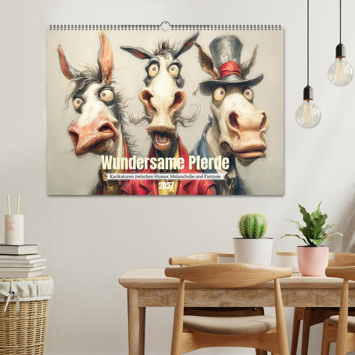 Wundersame Pferde. Karikaturen zwischen Humor, Melancholie und Fantasie (CALVENDO Wandkalender 2027)