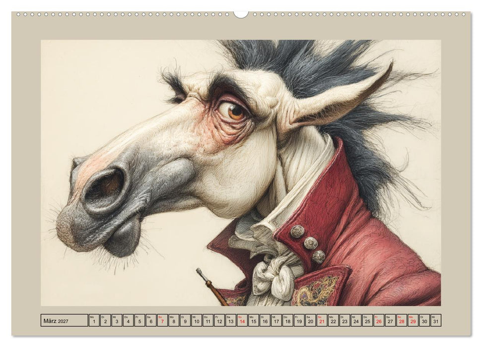 Wundersame Pferde. Karikaturen zwischen Humor, Melancholie und Fantasie (CALVENDO Wandkalender 2027)