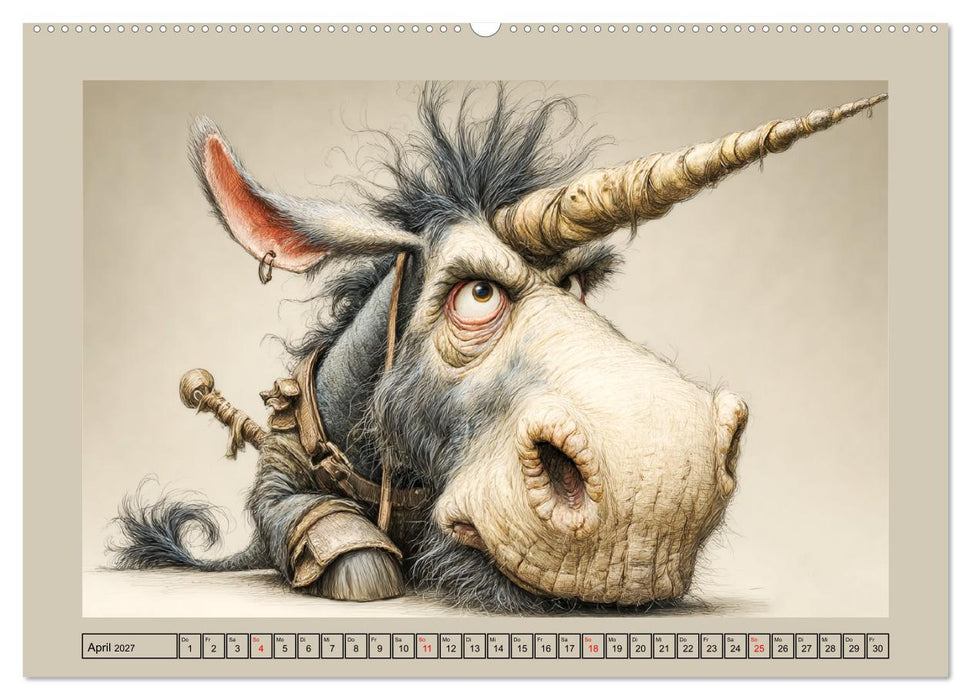 Wundersame Pferde. Karikaturen zwischen Humor, Melancholie und Fantasie (CALVENDO Wandkalender 2027)