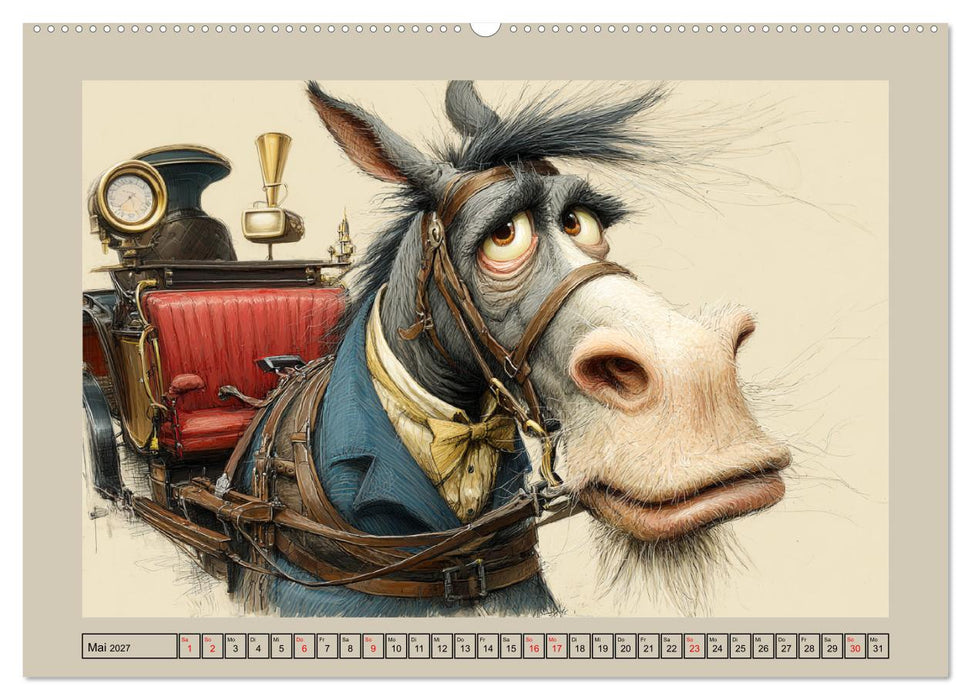 Wundersame Pferde. Karikaturen zwischen Humor, Melancholie und Fantasie (CALVENDO Wandkalender 2027)