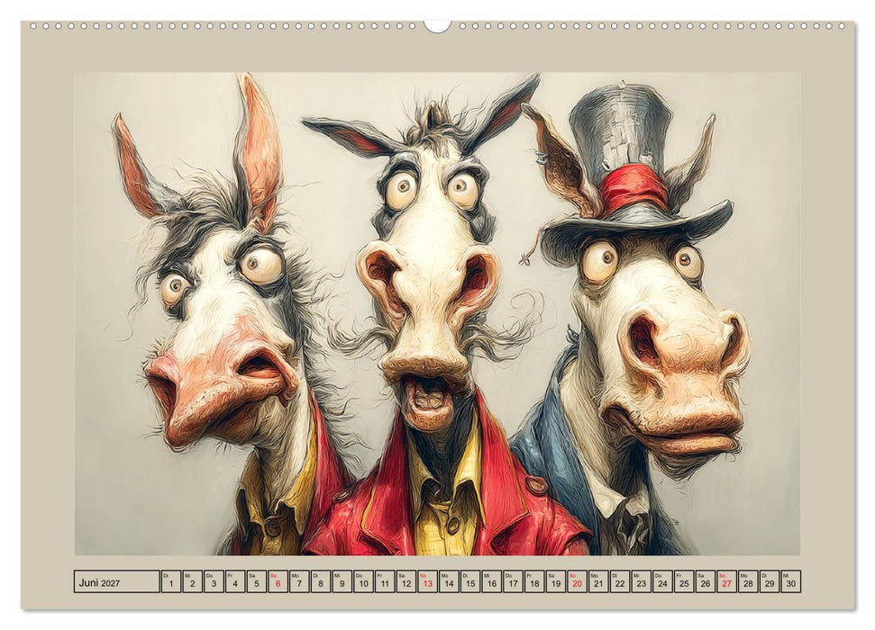 Wundersame Pferde. Karikaturen zwischen Humor, Melancholie und Fantasie (CALVENDO Wandkalender 2027)