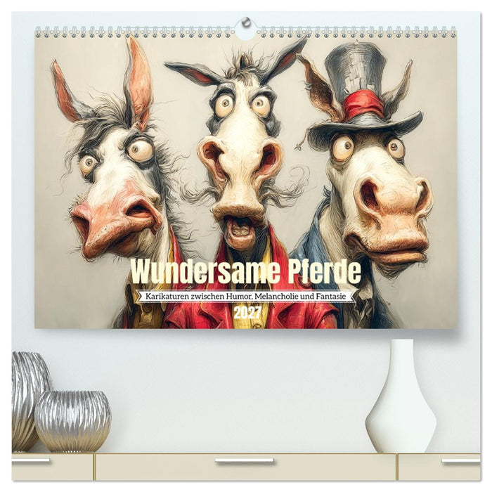 Wundersame Pferde. Karikaturen zwischen Humor, Melancholie und Fantasie (CALVENDO Premium Wandkalender 2027)