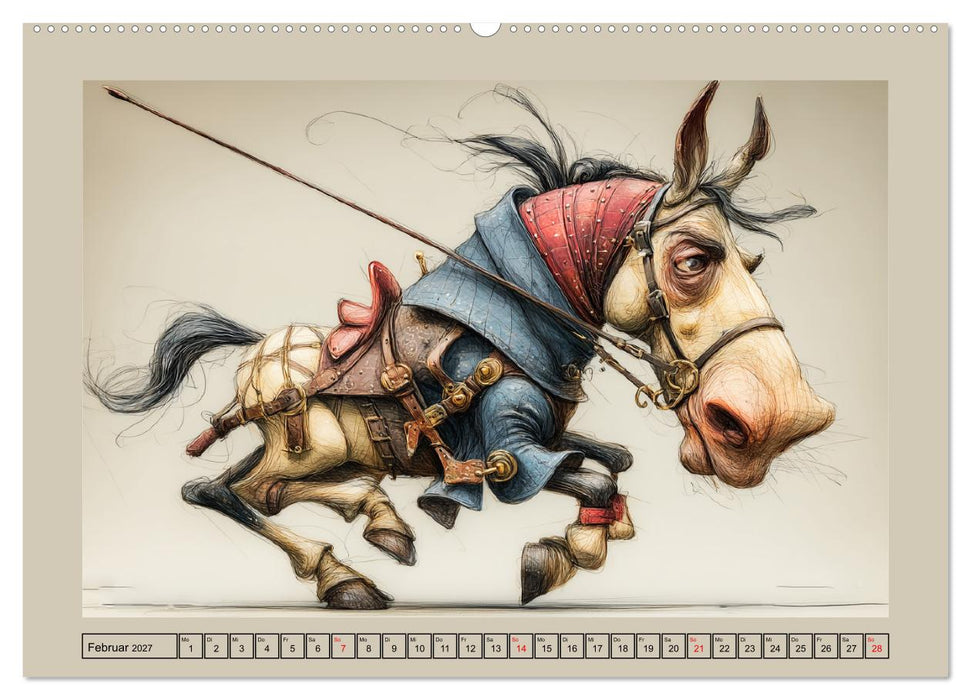 Wundersame Pferde. Karikaturen zwischen Humor, Melancholie und Fantasie (CALVENDO Premium Wandkalender 2027)