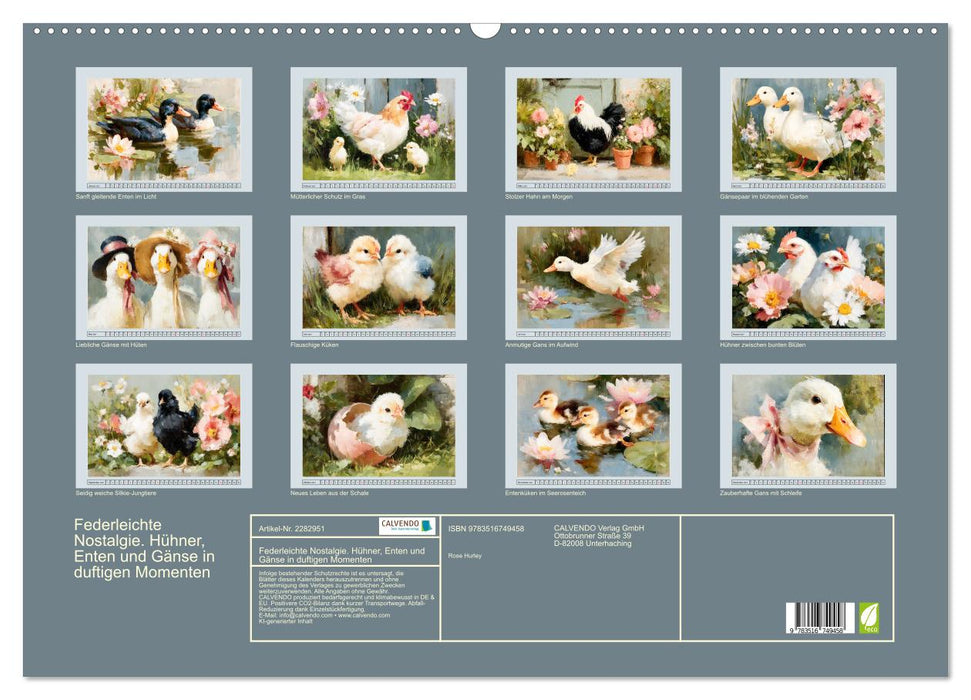 Federleichte Nostalgie. Hühner, Enten und Gänse in duftigen Momenten (CALVENDO Wandkalender 2027)