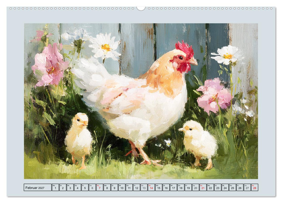 Federleichte Nostalgie. Hühner, Enten und Gänse in duftigen Momenten (CALVENDO Wandkalender 2027)