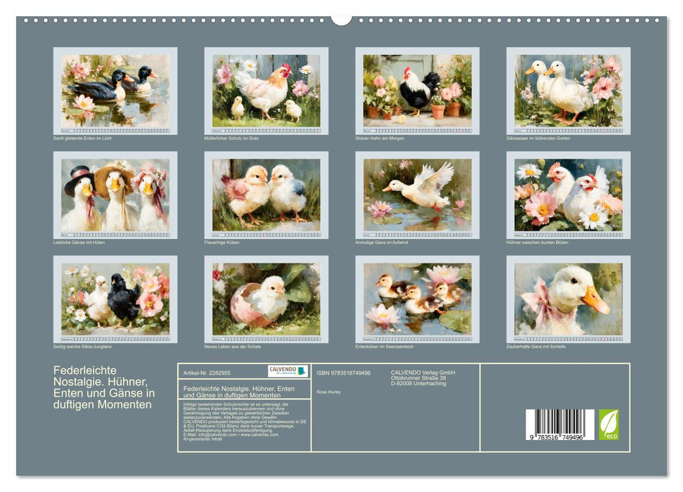 Federleichte Nostalgie. Hühner, Enten und Gänse in duftigen Momenten (CALVENDO Premium Wandkalender 2027)