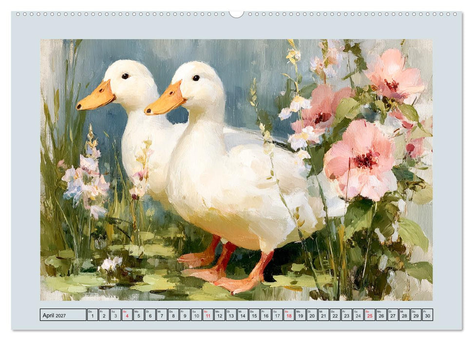 Federleichte Nostalgie. Hühner, Enten und Gänse in duftigen Momenten (CALVENDO Premium Wandkalender 2027)