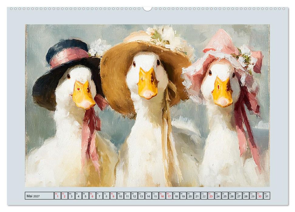 Federleichte Nostalgie. Hühner, Enten und Gänse in duftigen Momenten (CALVENDO Premium Wandkalender 2027)