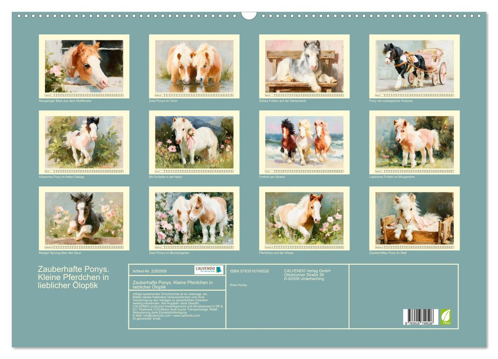 Zauberhafte Ponys. Kleine Pferdchen in lieblicher Öloptik (CALVENDO Wandkalender 2027)