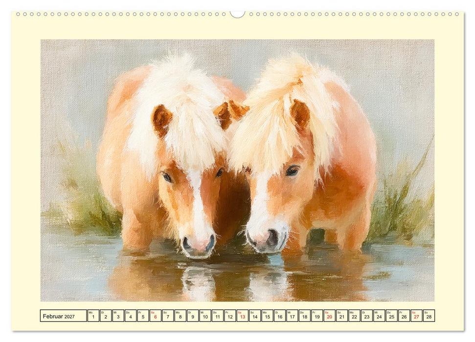 Zauberhafte Ponys. Kleine Pferdchen in lieblicher Öloptik (CALVENDO Wandkalender 2027)