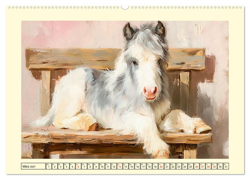 Zauberhafte Ponys. Kleine Pferdchen in lieblicher Öloptik (CALVENDO Wandkalender 2027)