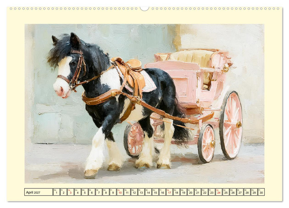 Zauberhafte Ponys. Kleine Pferdchen in lieblicher Öloptik (CALVENDO Wandkalender 2027)