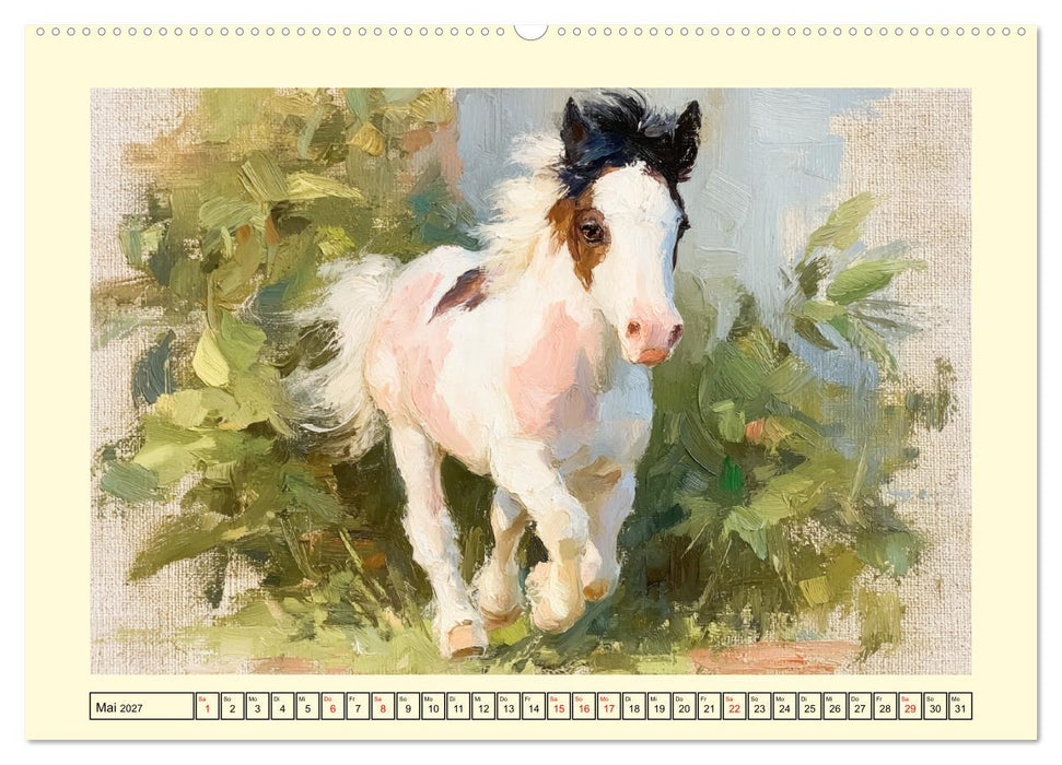 Zauberhafte Ponys. Kleine Pferdchen in lieblicher Öloptik (CALVENDO Wandkalender 2027)