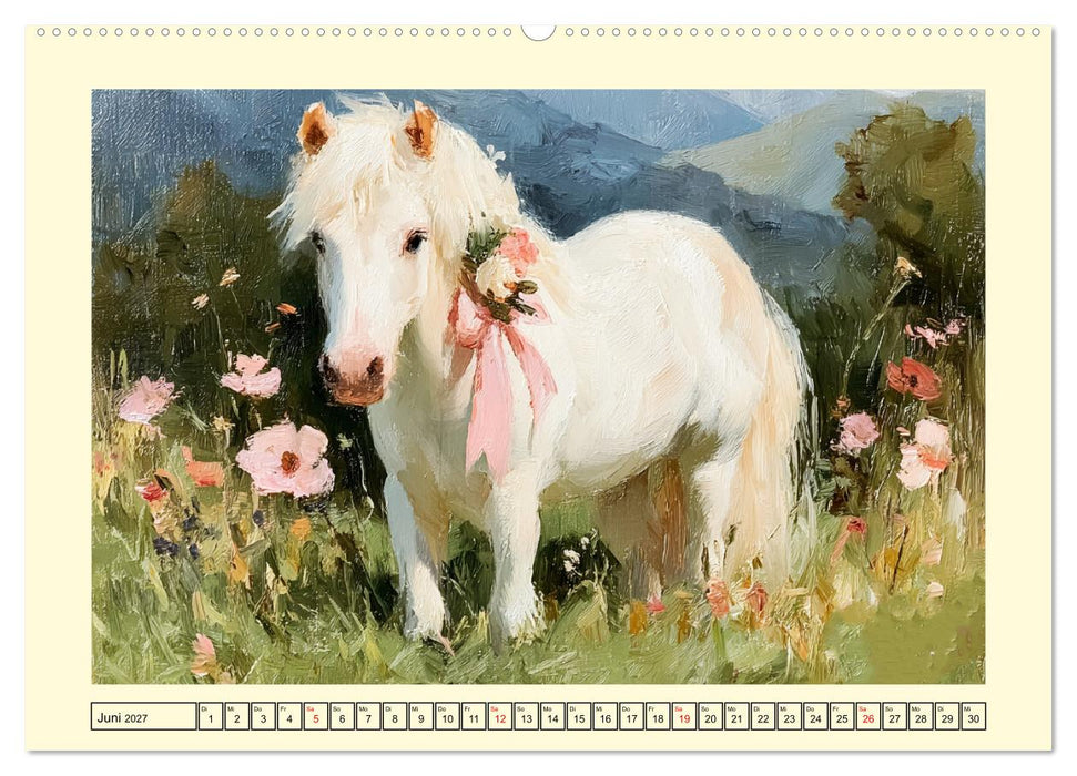 Zauberhafte Ponys. Kleine Pferdchen in lieblicher Öloptik (CALVENDO Wandkalender 2027)